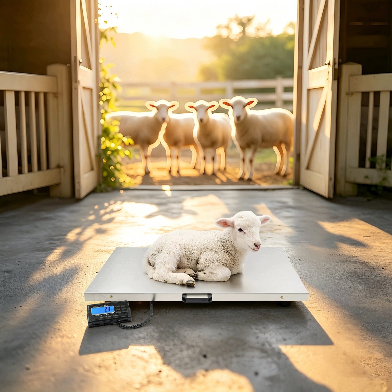 DIGITAL PET SCALE 103.5*53CM SCALE WITH LCD FOR ANIMAL, 0.4-300KG, SILVER Packaging status original