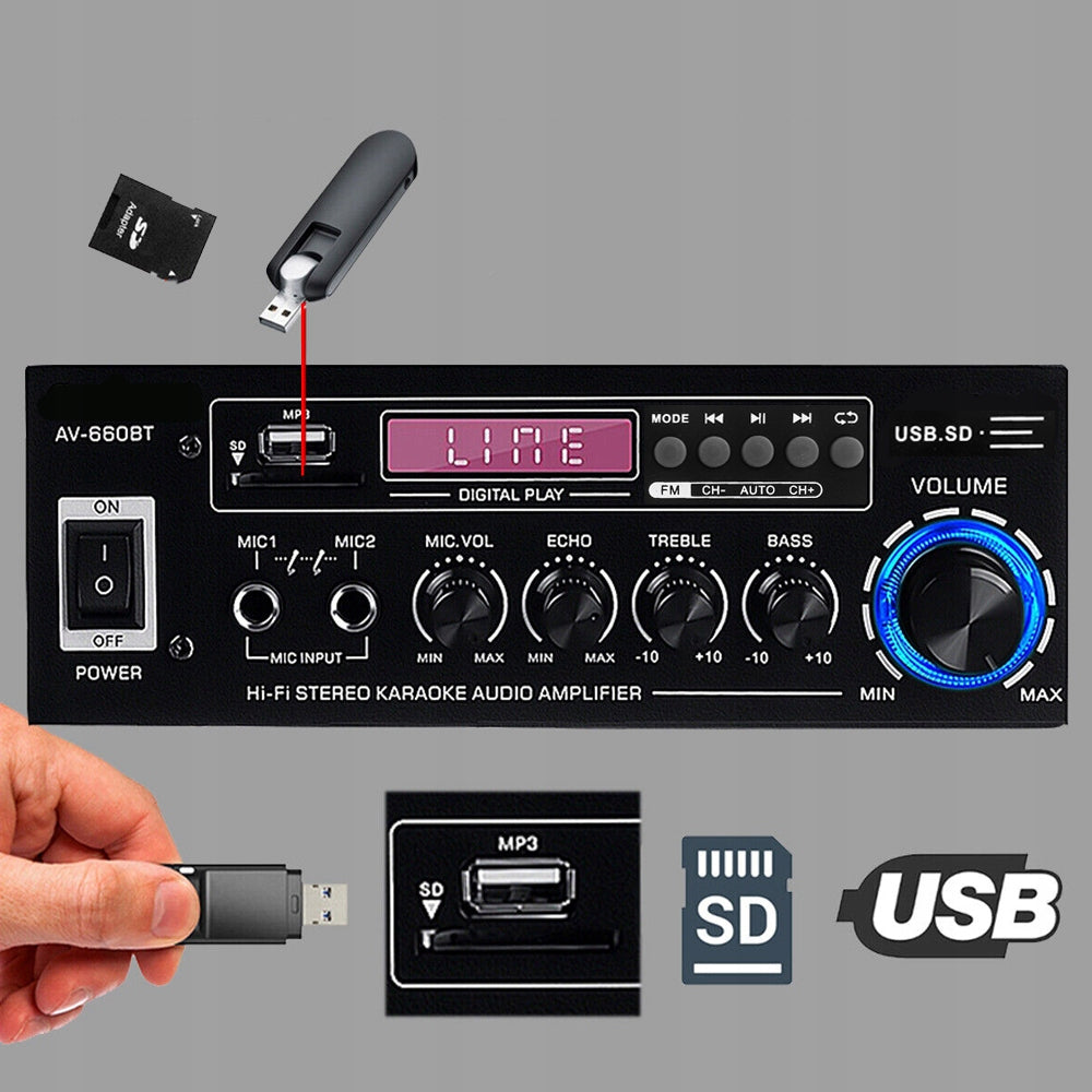 DIGITAL SOUND POWER AMPLIFIER STEREO BLUETOOTH FM RECEIVER Model wueiwjndhnsj