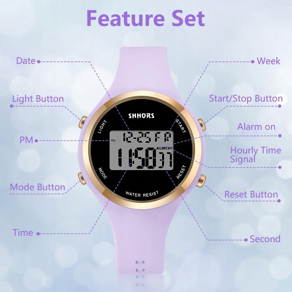 DIGITAL SPORTS WATCH WOMEN SILICONE ALARM LED DATE Kind analog
