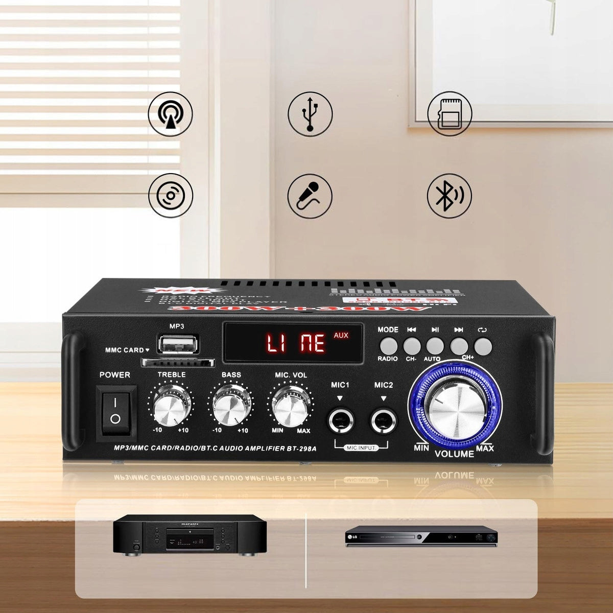 DIGITAL STEREO SOUND AMPLIFIER BLUETOOTH RECEIVER WITH REMOTE CONTROL Brand no brand