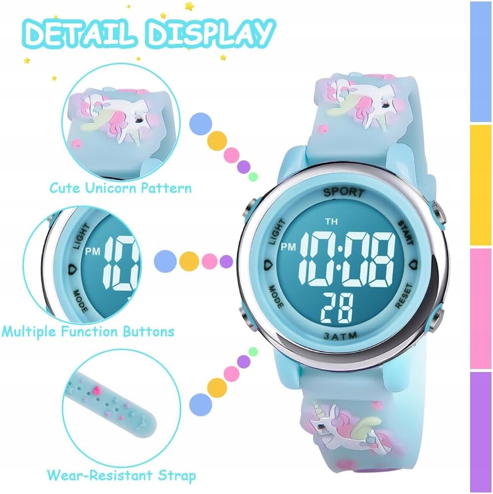 DIGITAL WATCH GIRLS UNICORN LED 7 COLORS 3-12 YEARS Kind analog