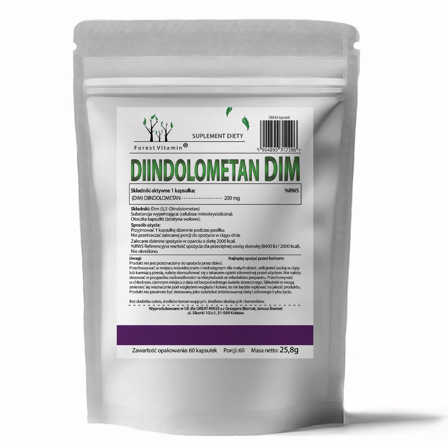 DIM DIINDOLOMETHANE 200MG 60 CAPSULES – HORMONAL BALANCE ESTROGEN Brand Forest Vitamin