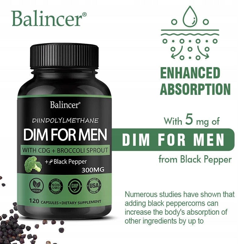 DIM (Diindolilomethane) 300 mg – with black pepper – Premium formula supports Packaging status original