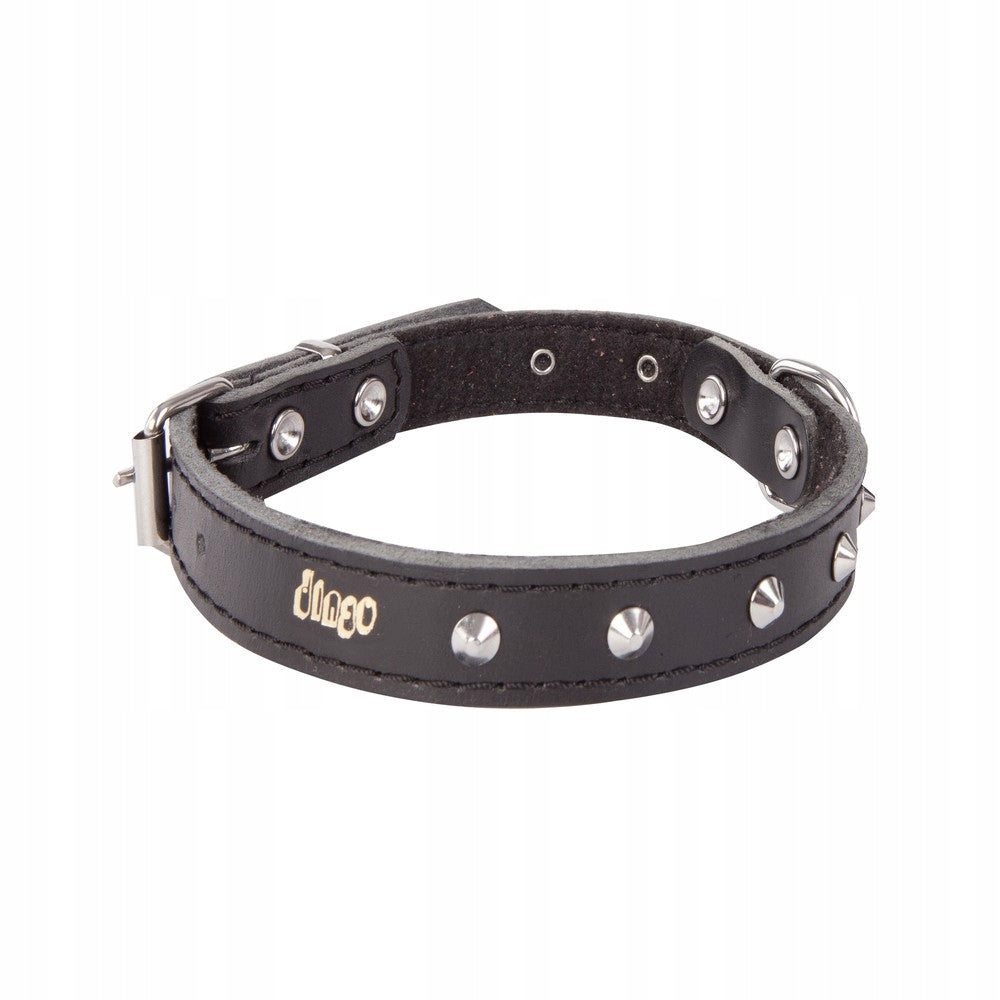 DINGO DOG COLLAR LEATHER OZD. 2,0x45CM BLACK