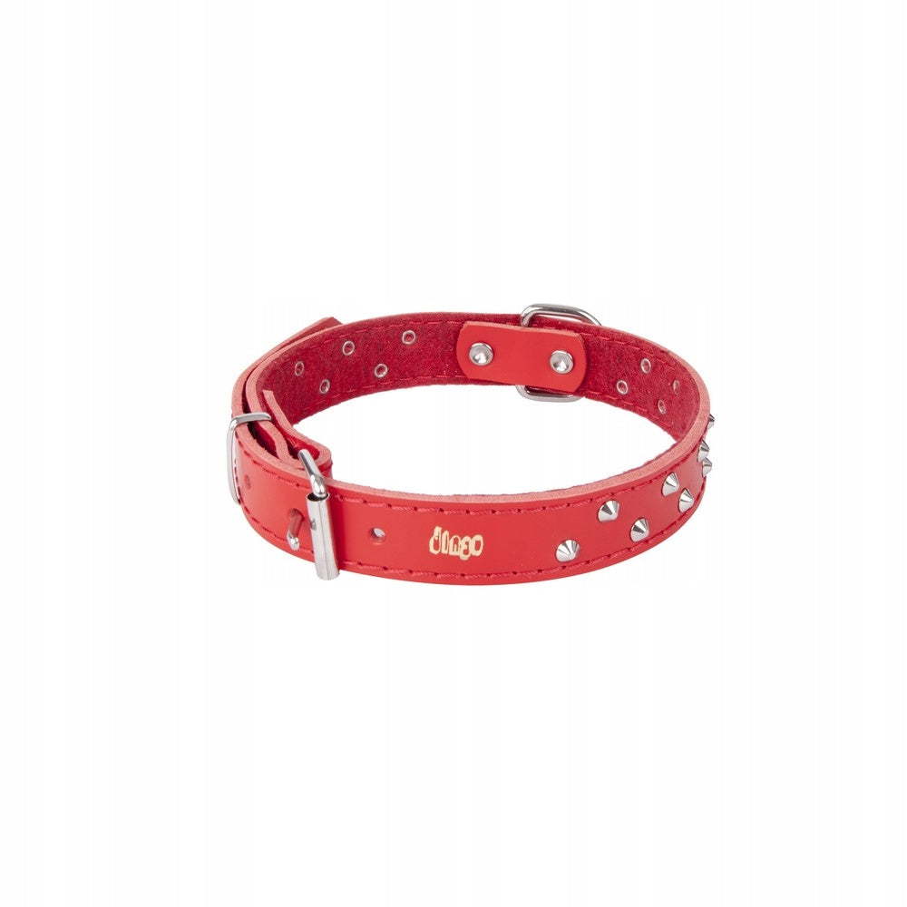 DINGO DOG COLLAR LEATHER OZD. 2,5x60 CM RED