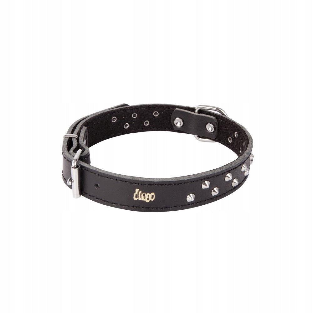 DINGO DOG COLLAR LEATHER OZD. 2,5x65 CM BLACK