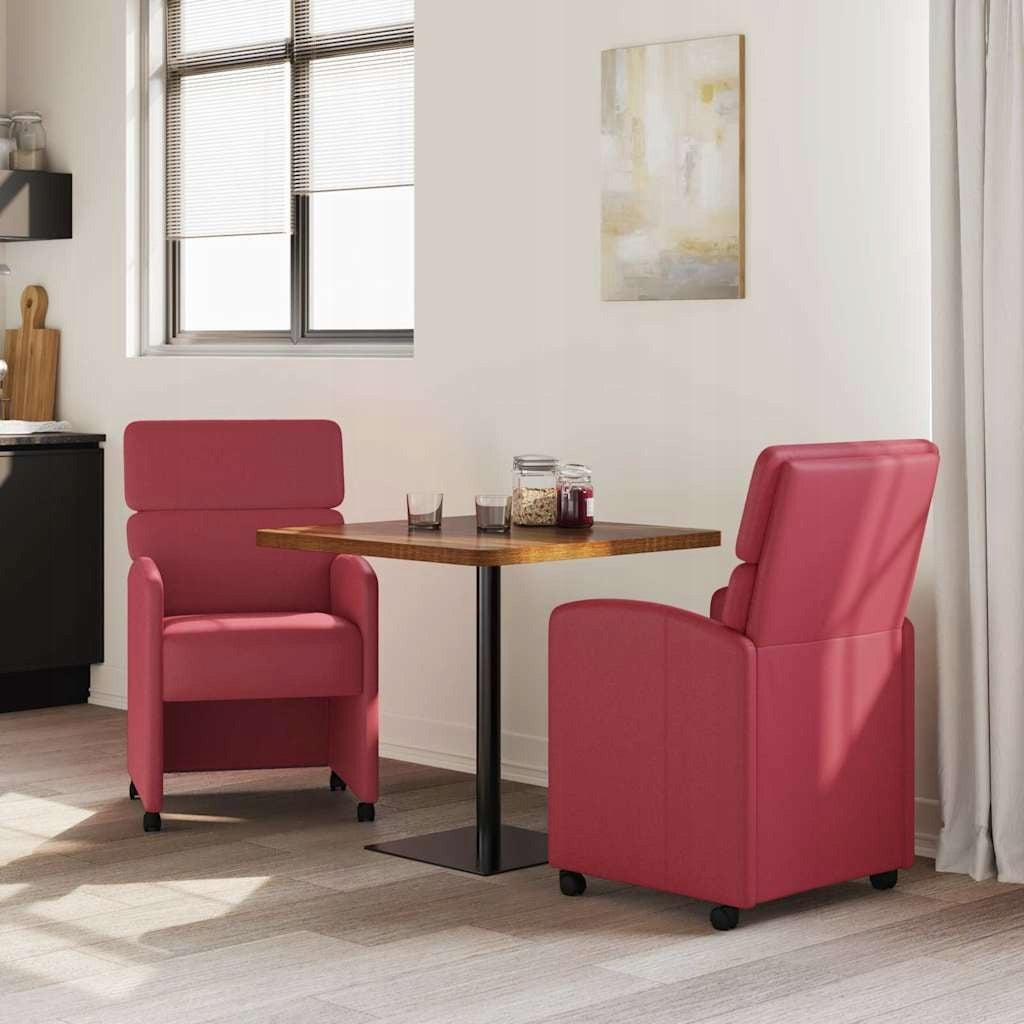 DINING CHAIRS ON WHEELS WITH WHEELS 2 EL. RED WINE Color red
