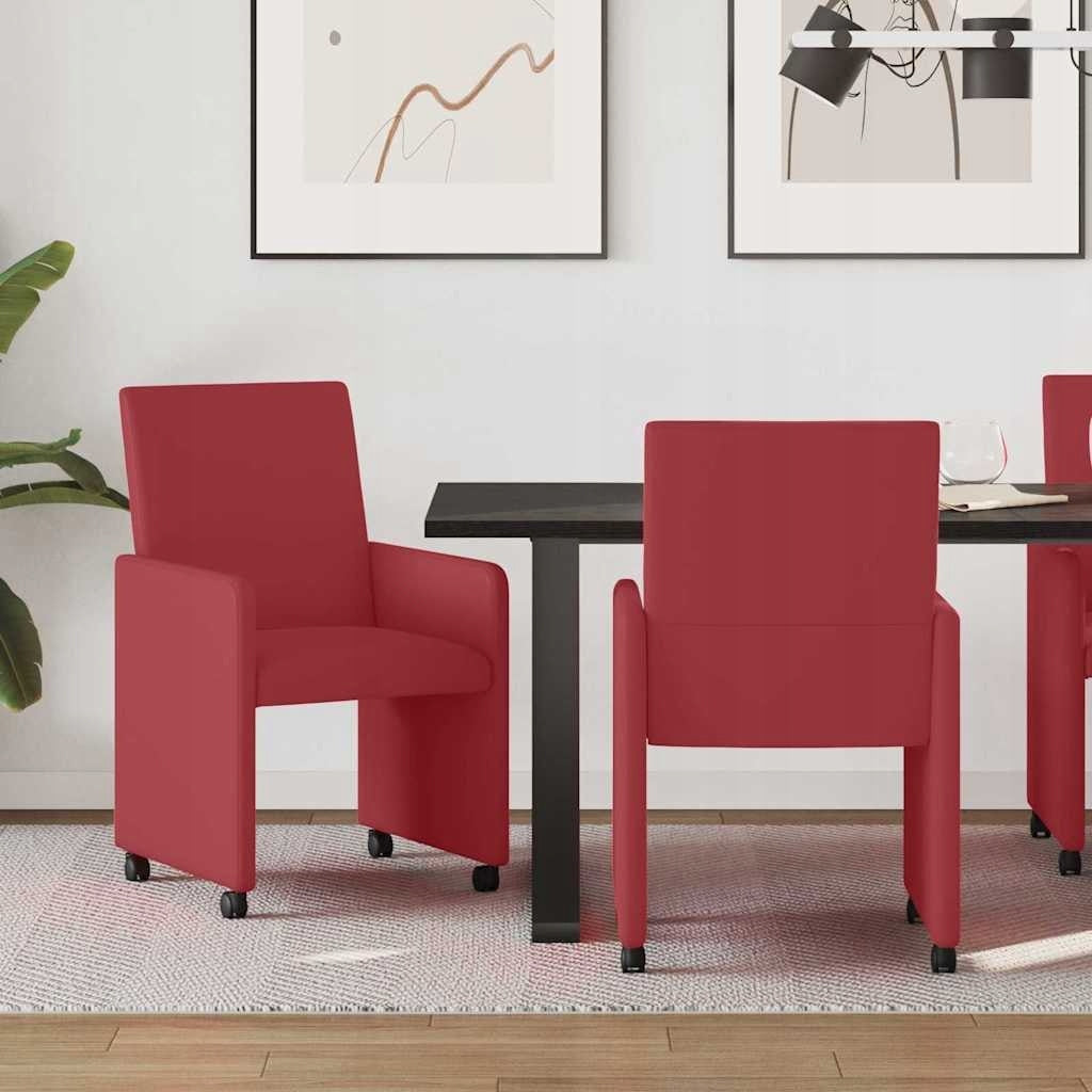 DINING CHAIRS ON WHEELS WITH WHEELS 2 PCS RED WINE Packaging status original