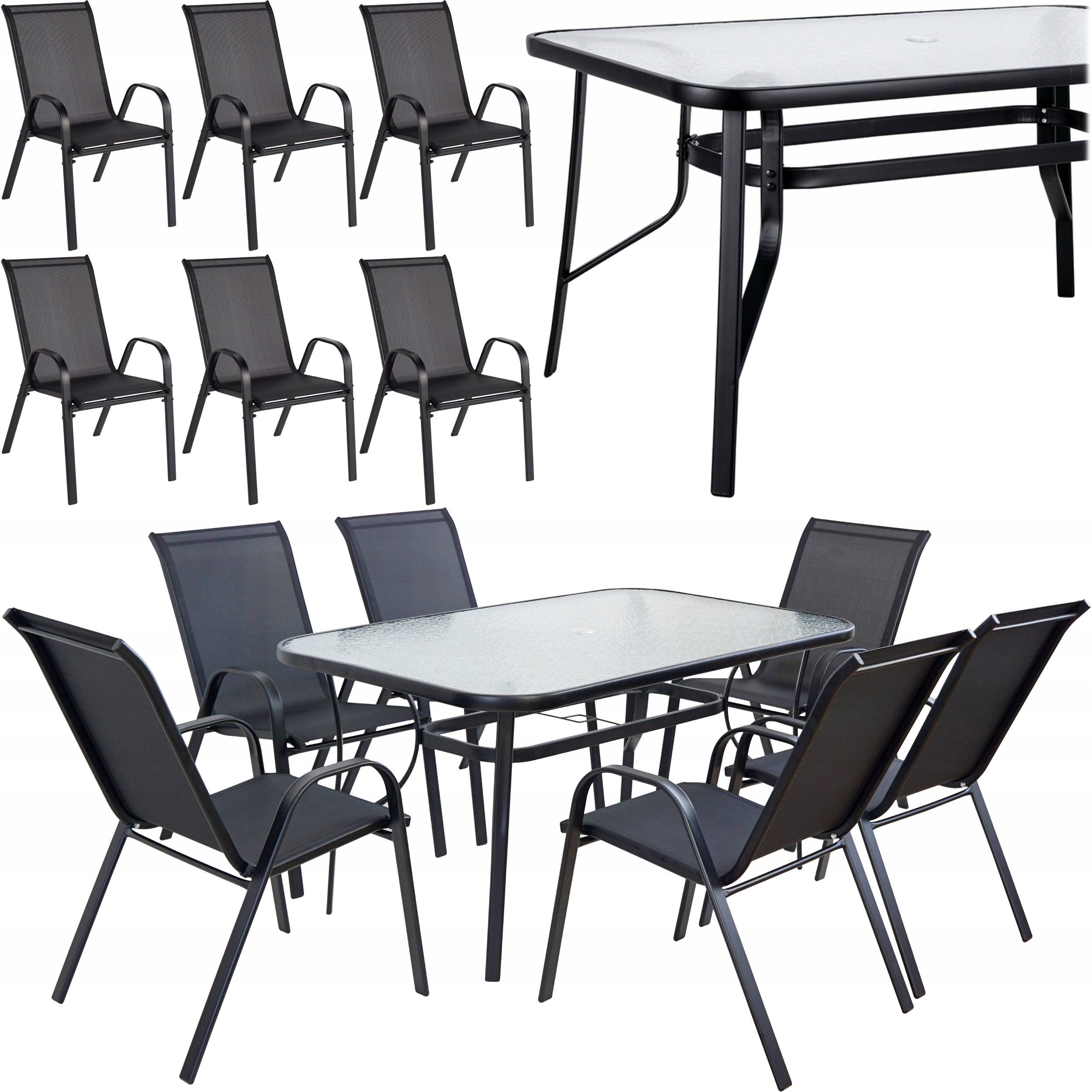 DINING ROOM FURNITURE SET 1xTABLE + 6xCHAIR KINDLY BLACK ZENJOY