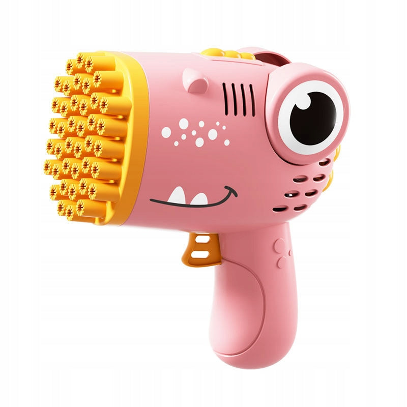 DINO BUBBLE GUN BATTERY OPERATED BUBBLE MACHINE + LIQUID+ 4x Rose BATTERIES Packaging status original