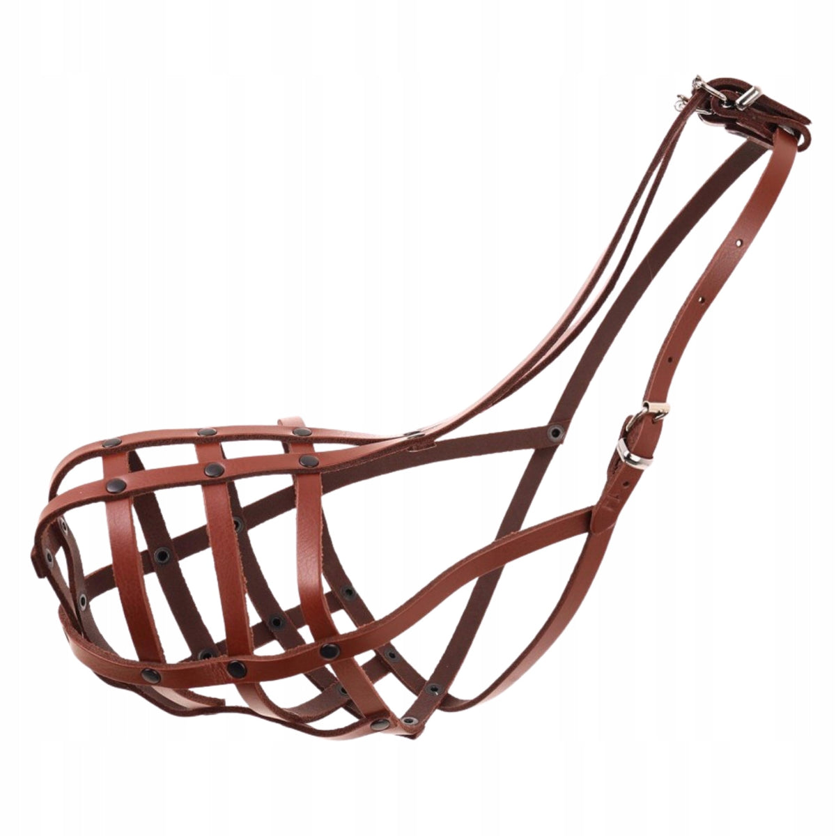 DINO Dog muzzle Leather 14 Shepherd large - Brown /39x16x32 cm