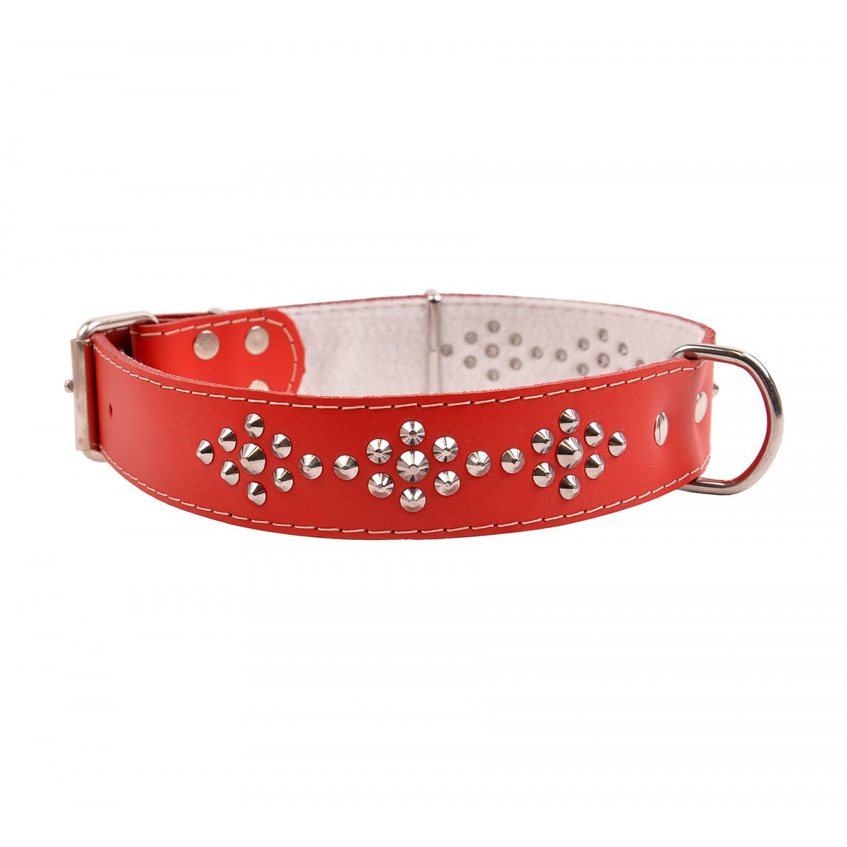 DINO LEATHER COLLAR TRAPEZOID 40mm/46cm studded decorative