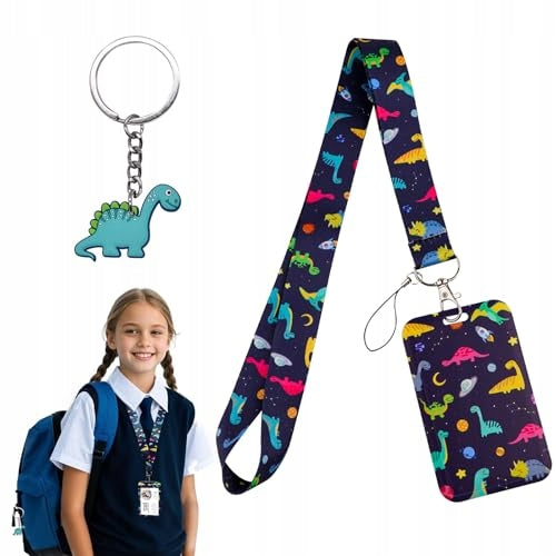 DINOSAUR CARD LANYARD FOR KIDS CASE ID DOG FABRIC Manufacturer code Bez marki