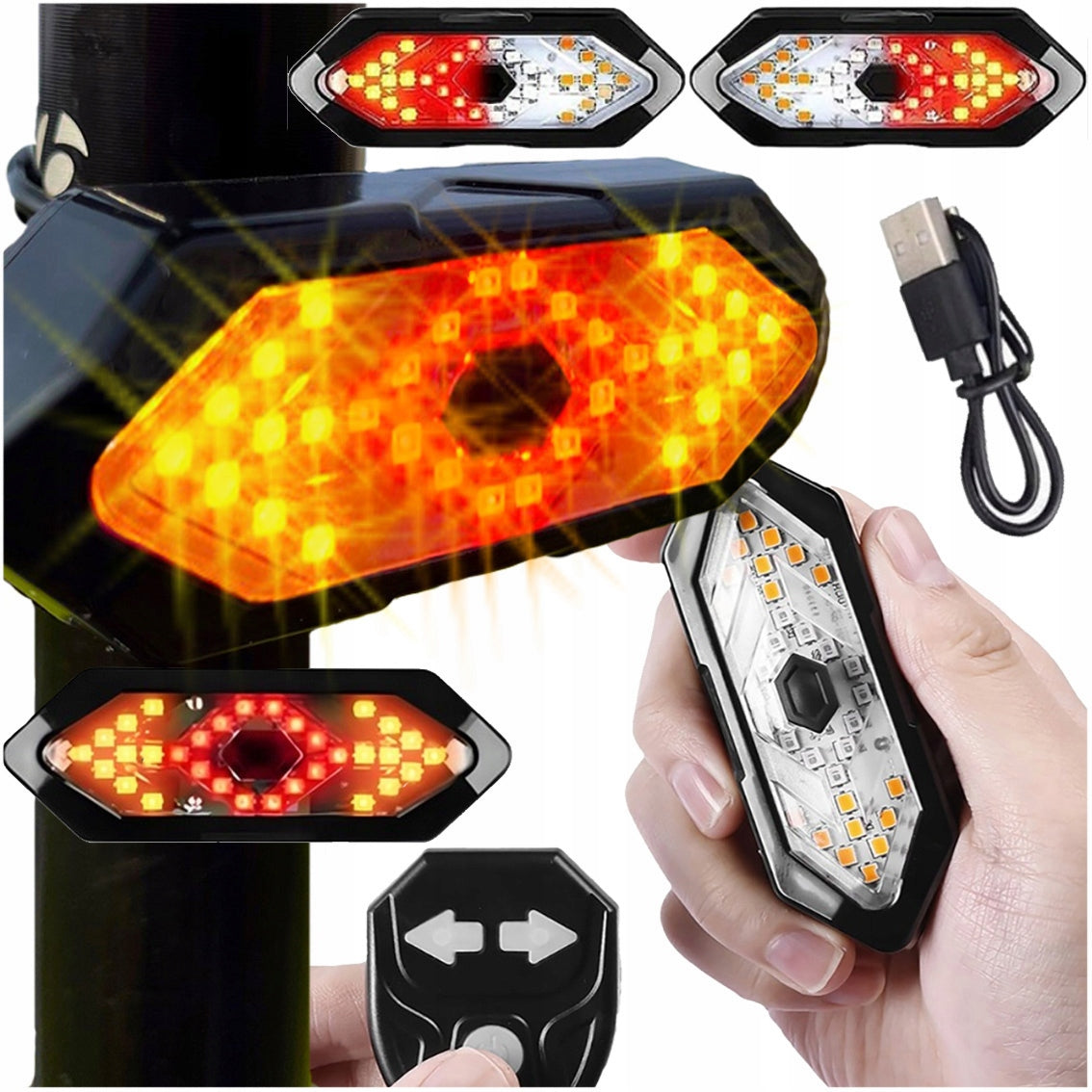 DIRECTION INDICATOR bicycle Scooter flashers beacon USB remote control Rear lamp