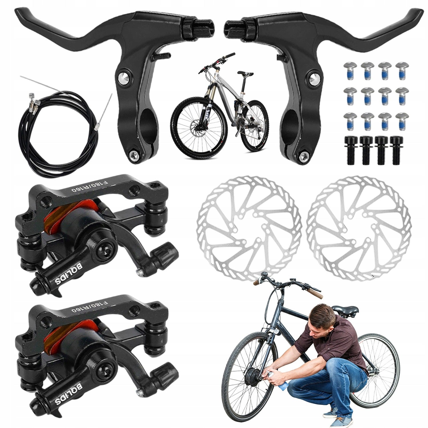 DISC BRAKE SET MTB BIKES FRONT AND REAR 160MM FOR MOUNTAIN BIKES
