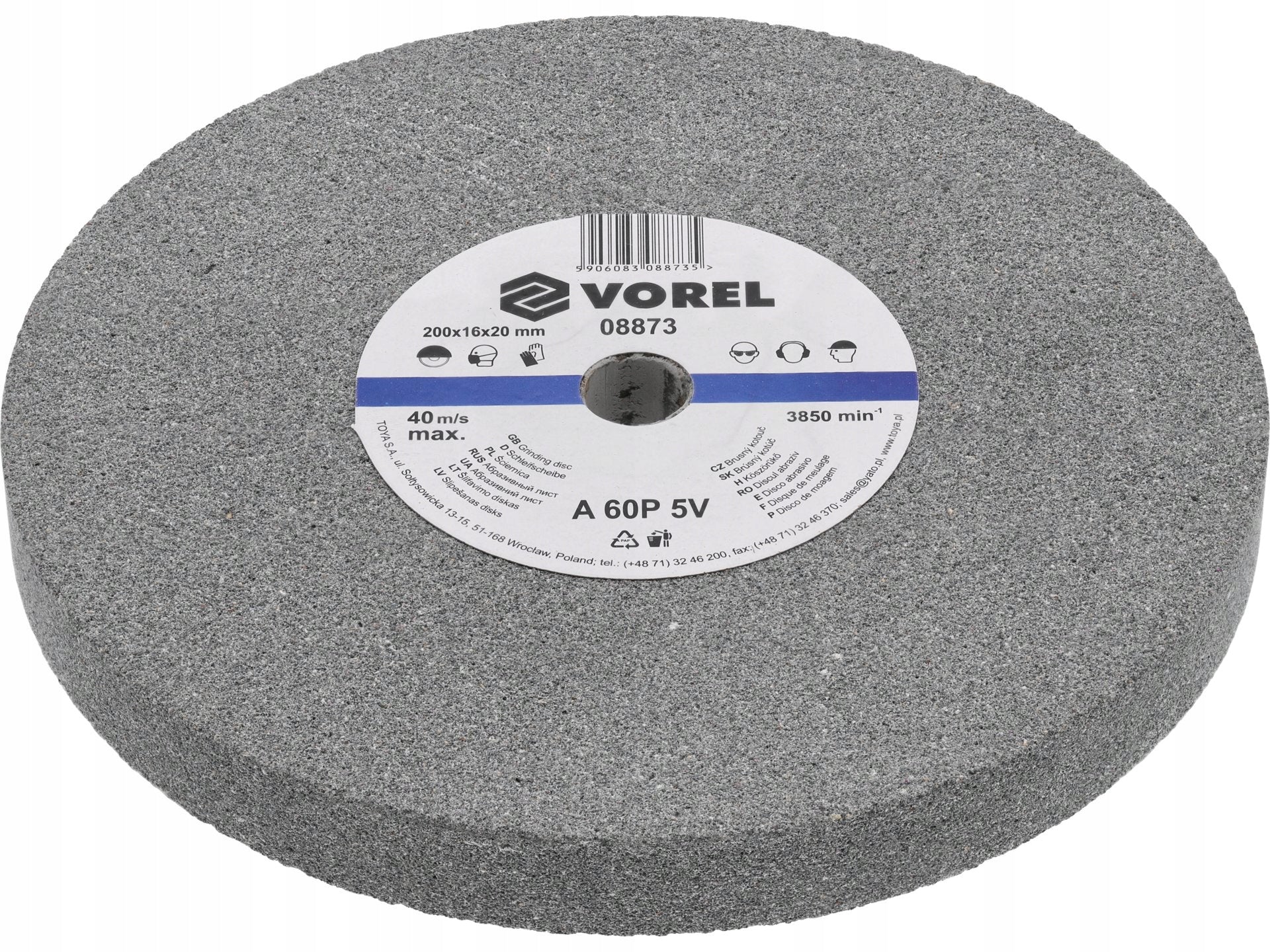 DISC FOR GRINDING TABLE. 200X16X20 08873 VOREL Packaging status original