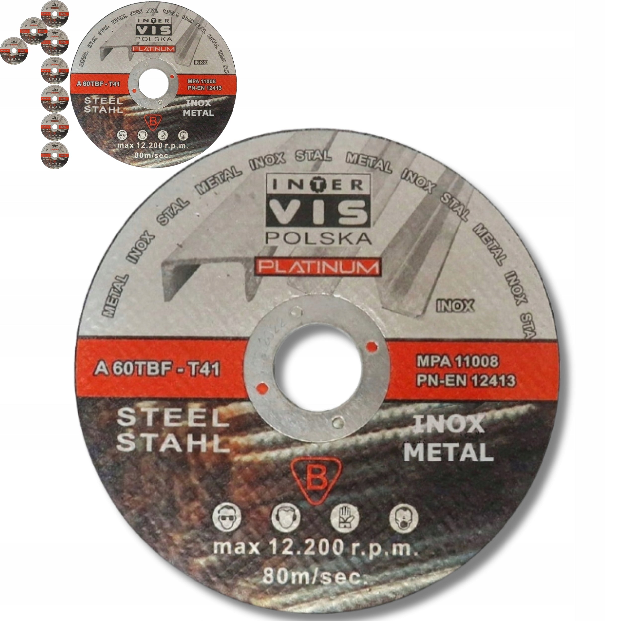 DISC METAL CUTTING DISCS 125x1 SET 10PCS INOX DISC FOR STEEL STRONG Brand Inter VIS Polska