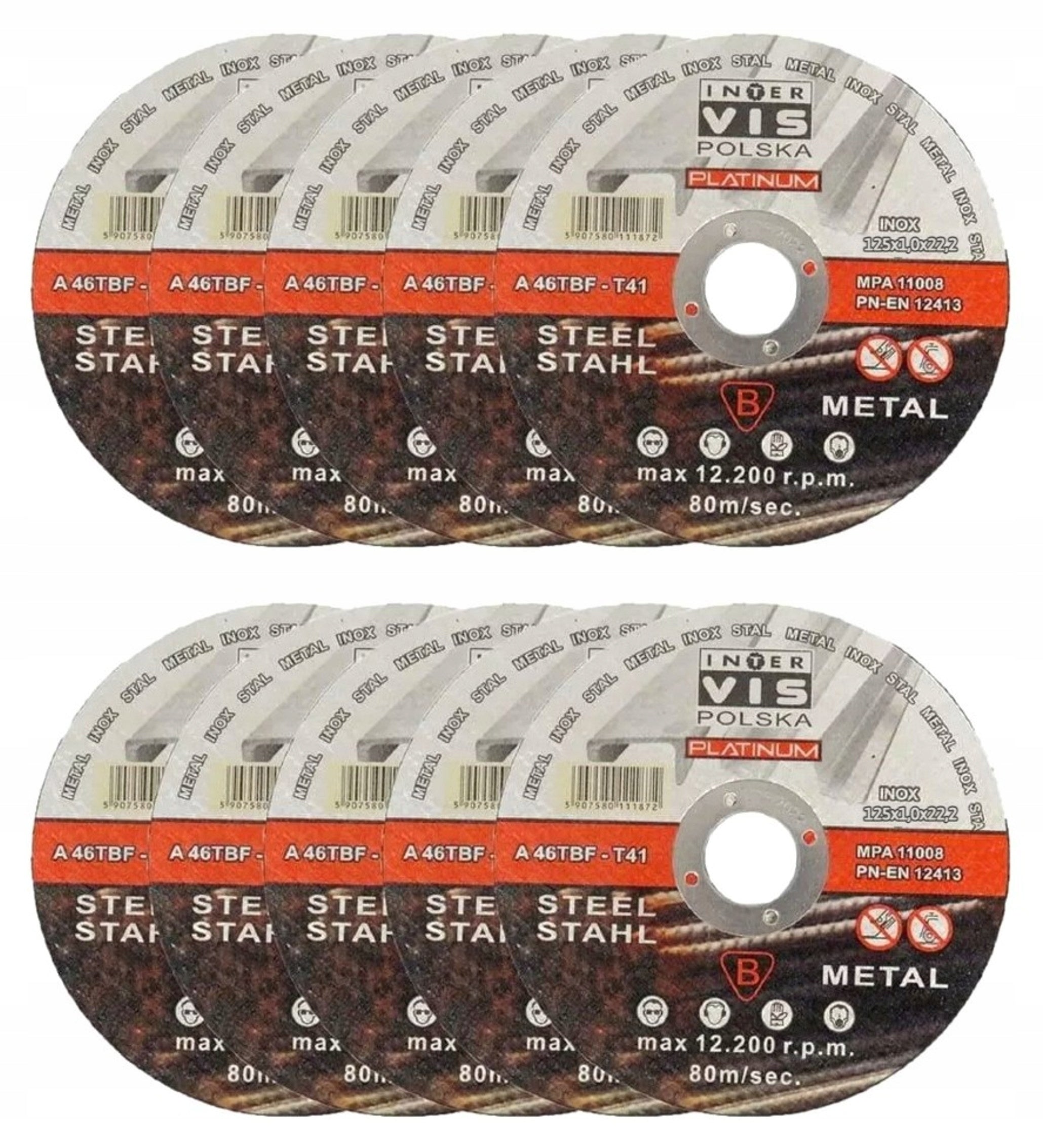 DISC METAL CUTTING DISCS STEEL 125x1 INOX STRONG 10 pcs