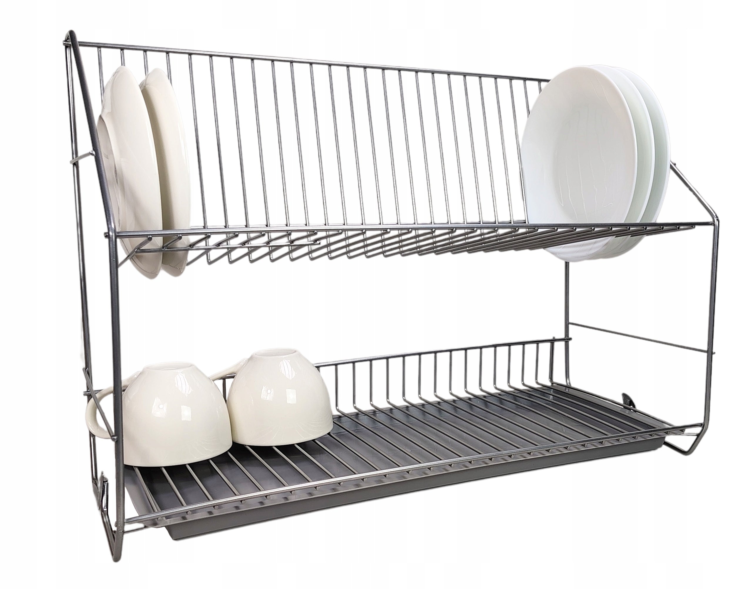 DISH DRAINER DRYER TWO-LEVEL GREY DRYER WITH TRAY Brand Pro-Drut