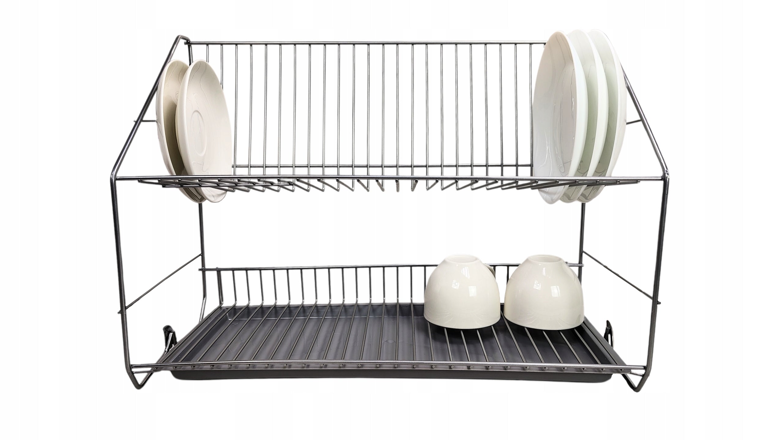 DISH DRAINER DRYER TWO-LEVEL GREY DRYER WITH TRAY Type two-tier suspension