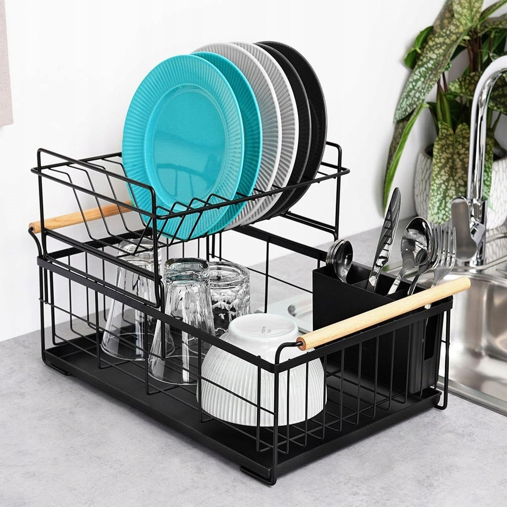 DISH DRYER 48X29X28,5CM STAINLESS STEEL BAMBOO BLACK KITCHEN Brand Vilde