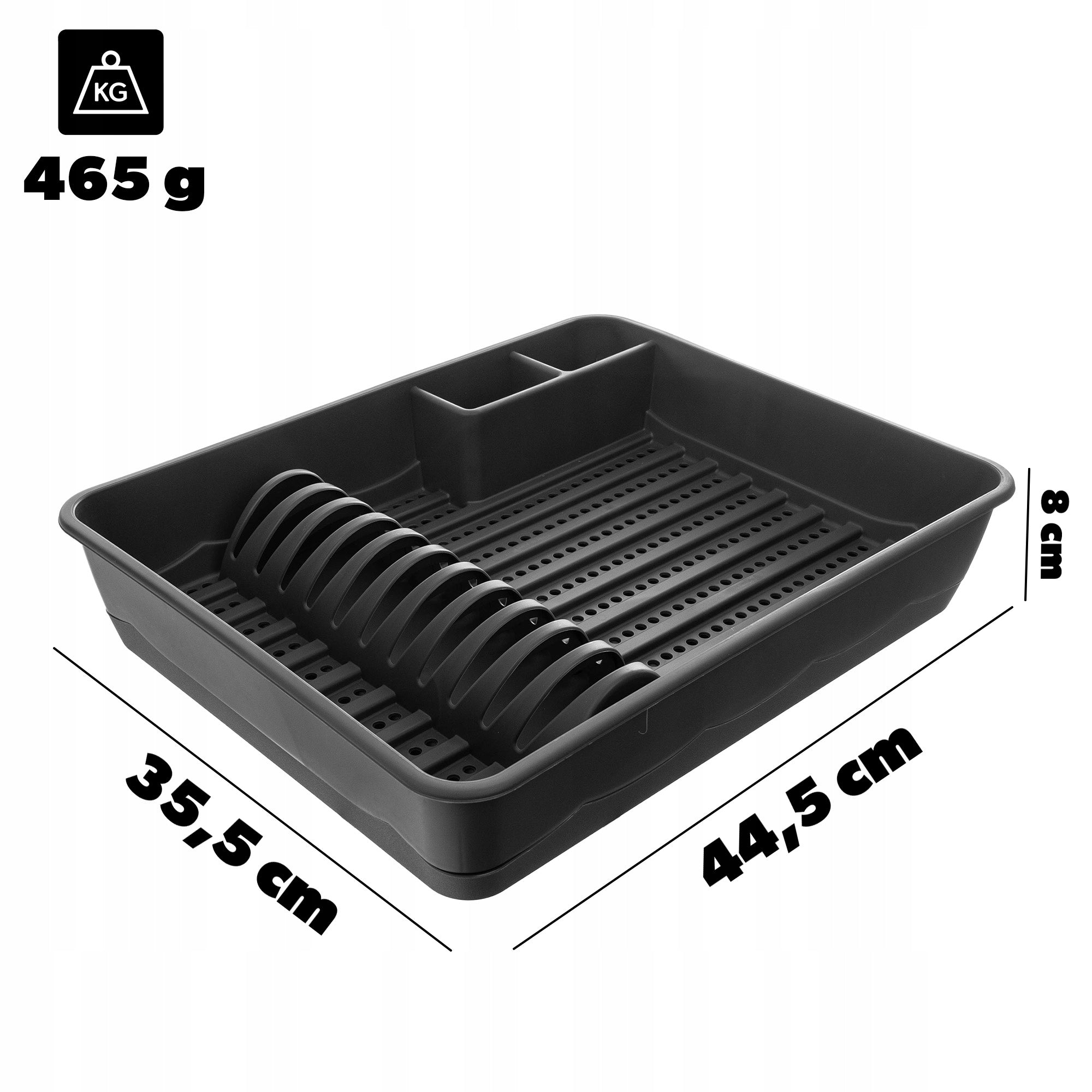 DISH DRYER CUTLERY DRAINER WITH TRAY STANDING GREY 44,5cm LARGE Color gray