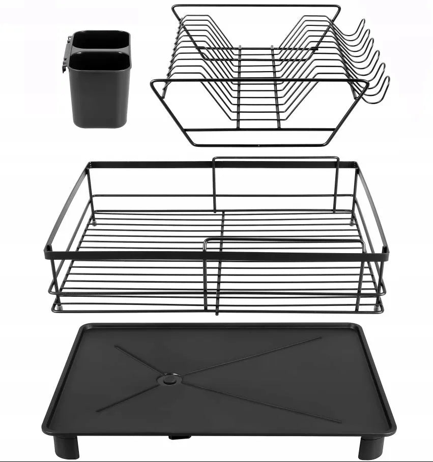 DISH DRYER DRAINER PROMIS SR11 LARGE WITH DRAIN TWO-LEVEL BLACK