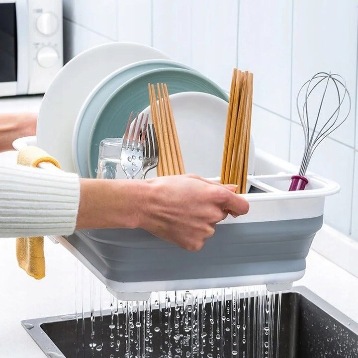 DISH DRYER FOLDING SILICONE DRAINER Color gray