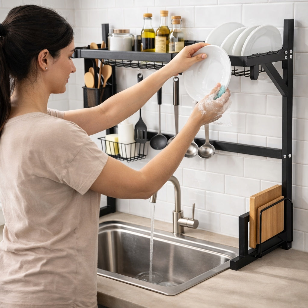 DISH DRYER RACK SHELF OVER SINK KITCHEN ORGANIZER HOOKS Manufacturer code 07124