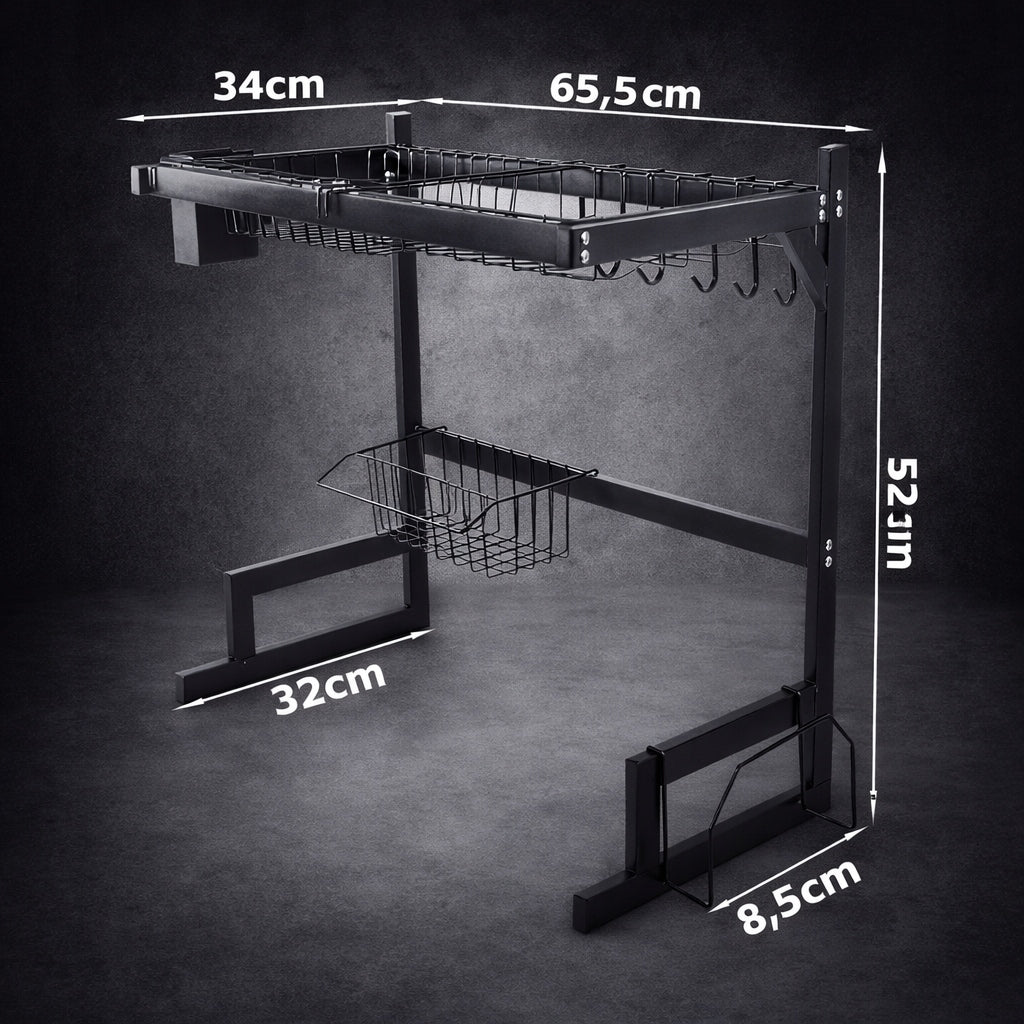 DISH DRYER RACK SHELF OVER SINK KITCHEN ORGANIZER HOOKS Packaging status original