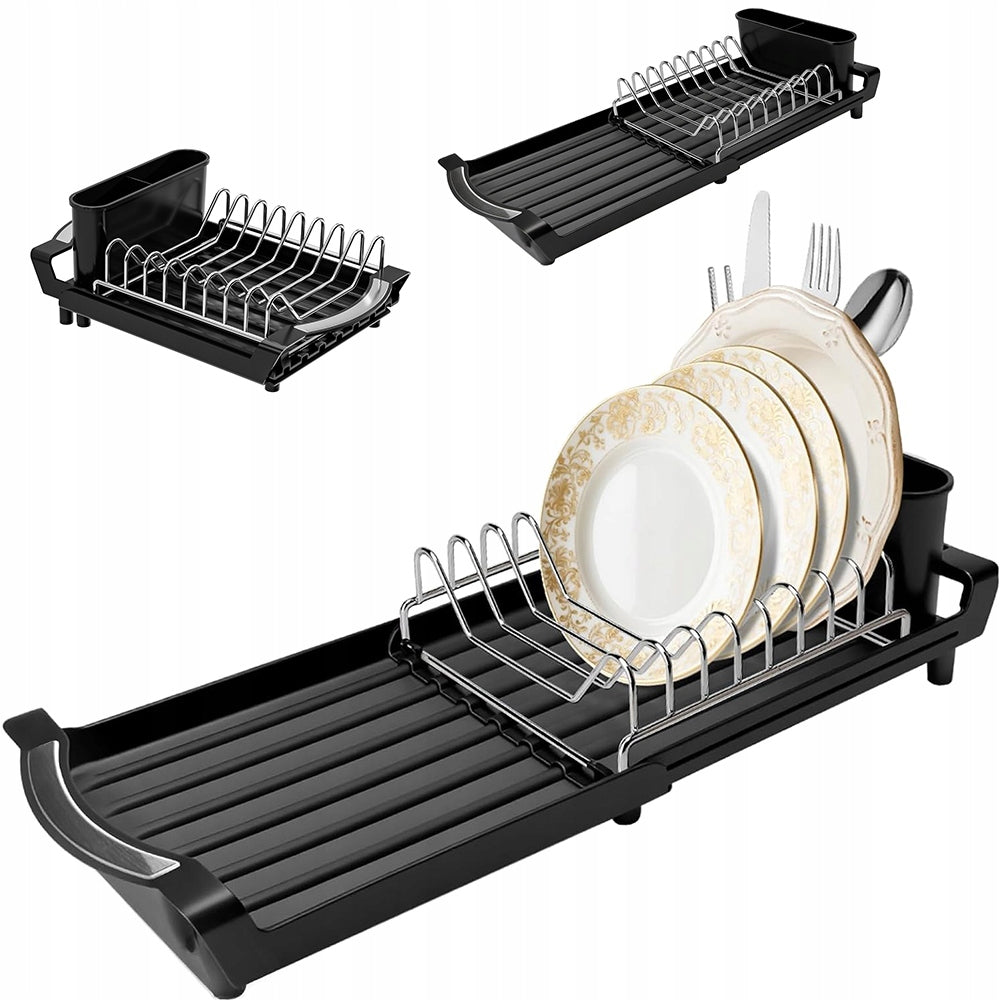 DISH DRYER STANDING DISH DRAINER TRAY WITH DRAIN ADJUSTABLE