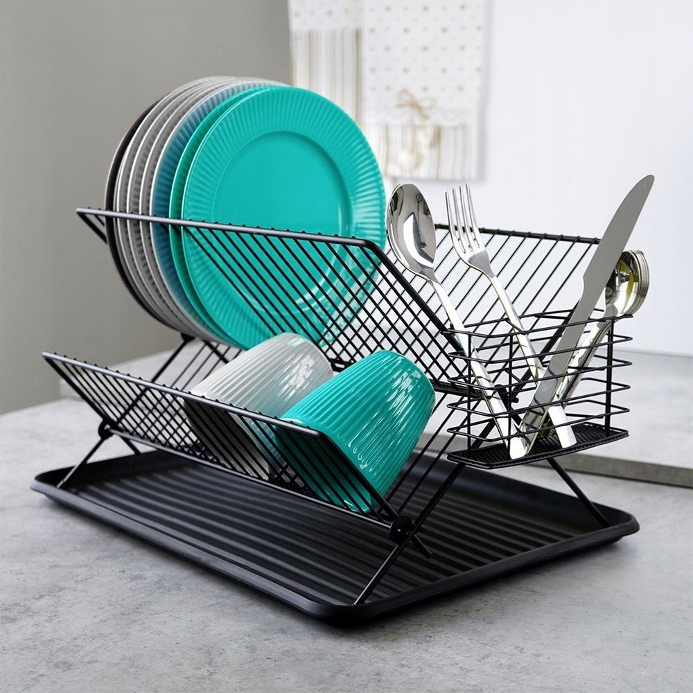 DISH DRYER VILDE TWO-LEVEL 45X32X25,5 CM BLACK METAL Brand Vilde