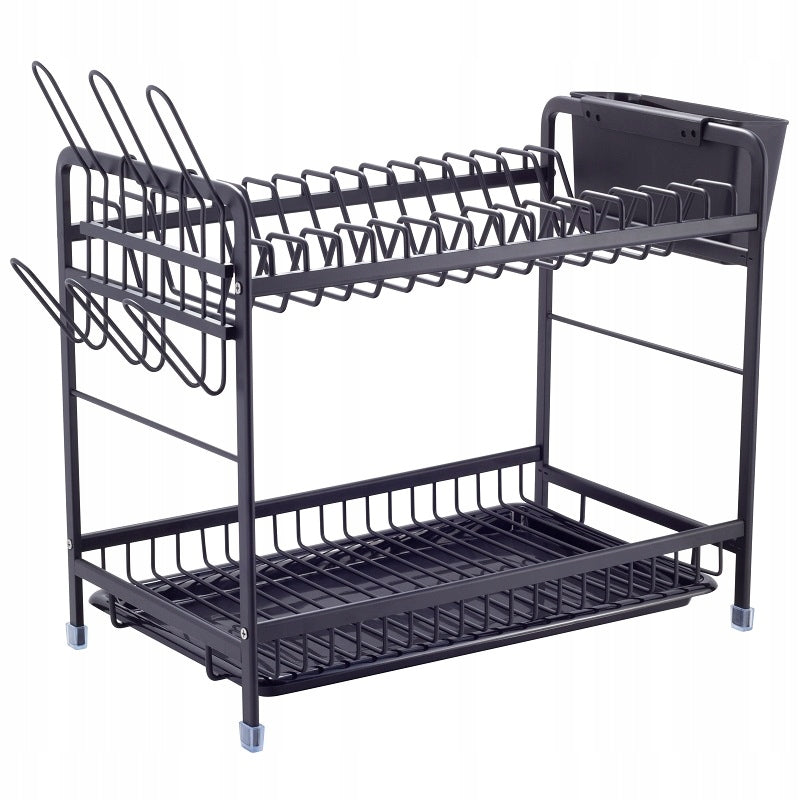 DISH DRYER WITH TRAY CUTLERY DRAINER Color black
