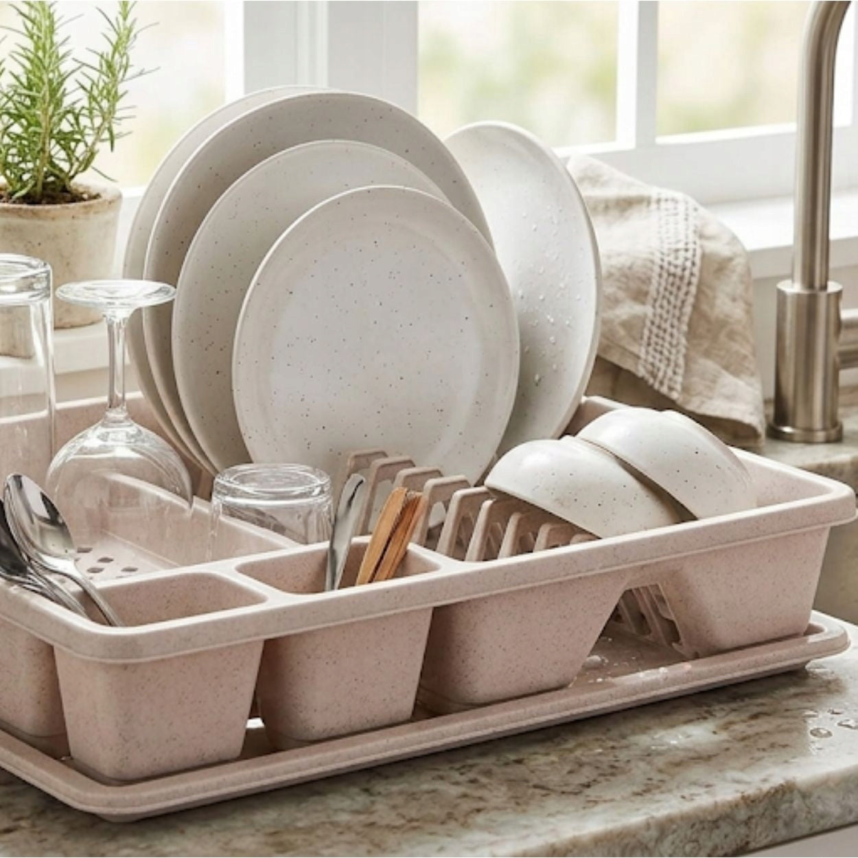 DISH DRYER with drainer CLASSIC for DISHES plates cutlery beige Brand Curver