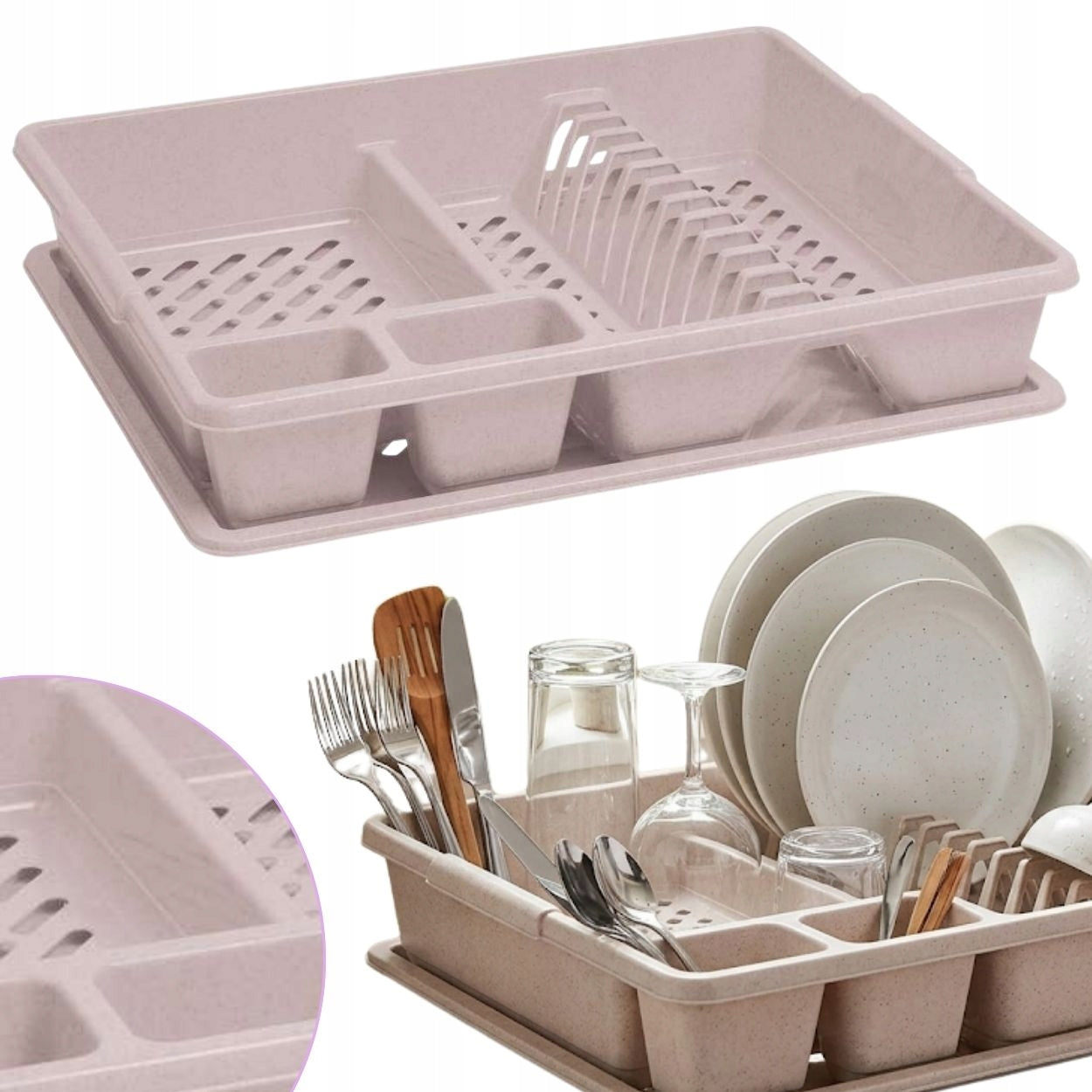 DISH DRYER with drainer CLASSIC for DISHES plates cutlery beige