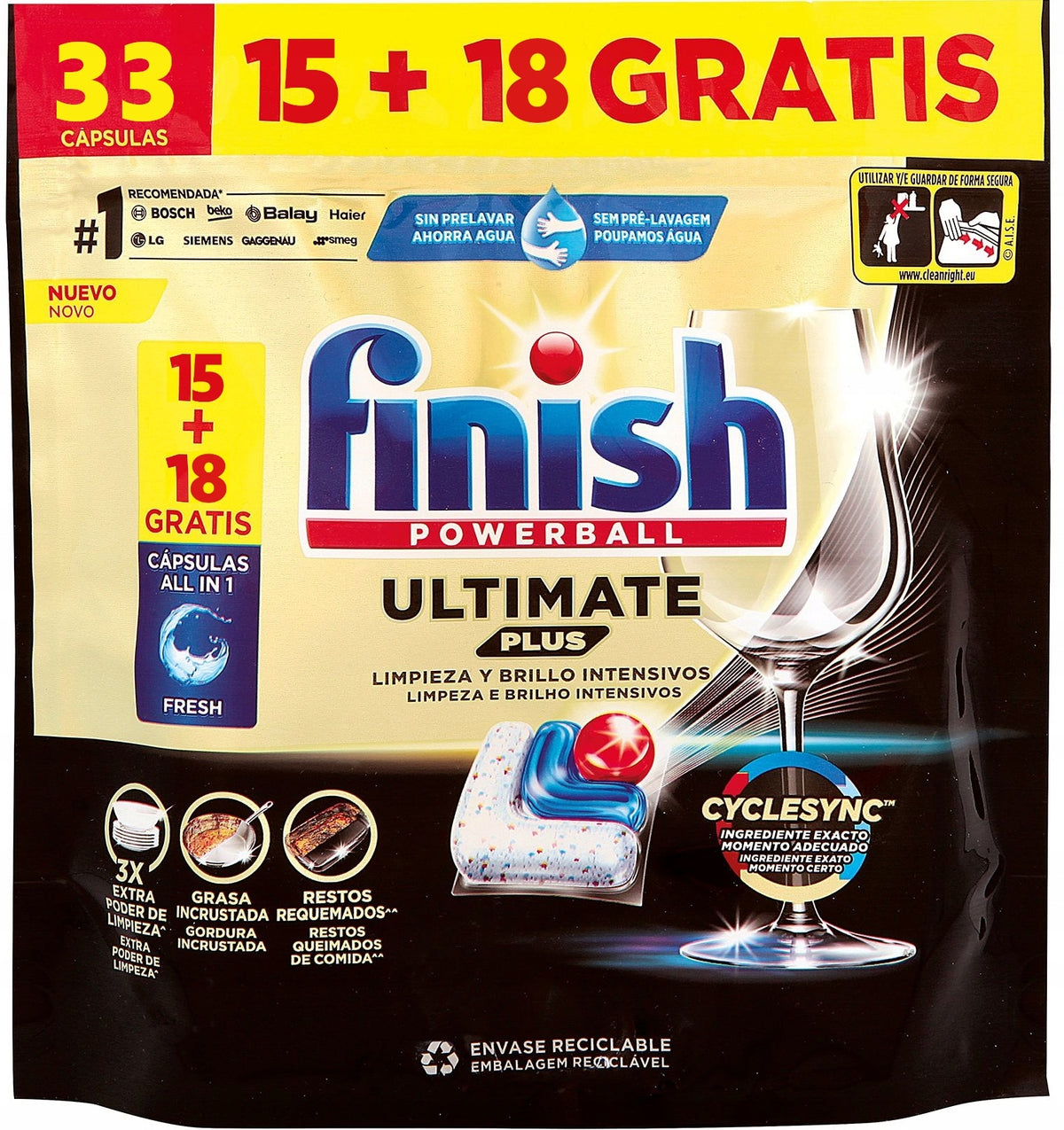 DISHWASHER CAPSULES Finish Powerball Ultimate Plus All In One 33 pcs