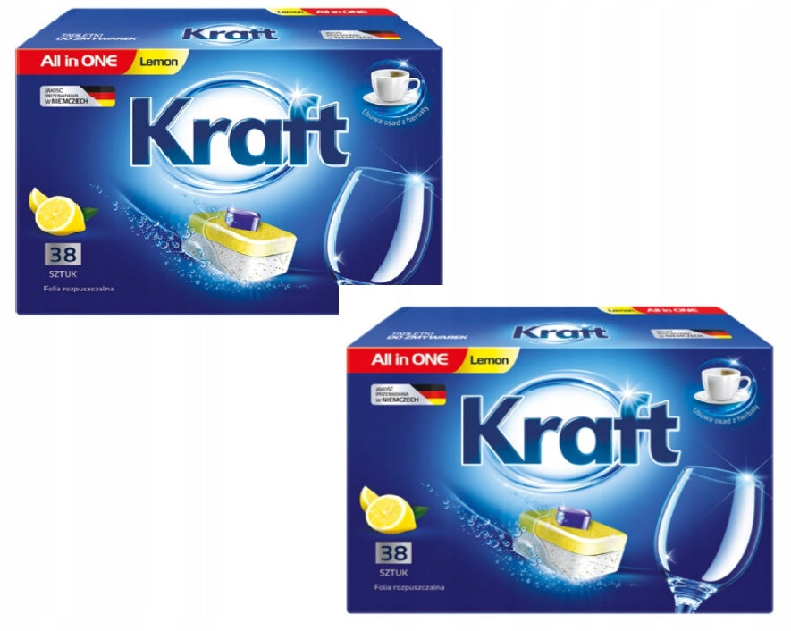 DISHWASHER CAPSULES KRAFT All in One Lemon 2x 38pcs = 76 pieces