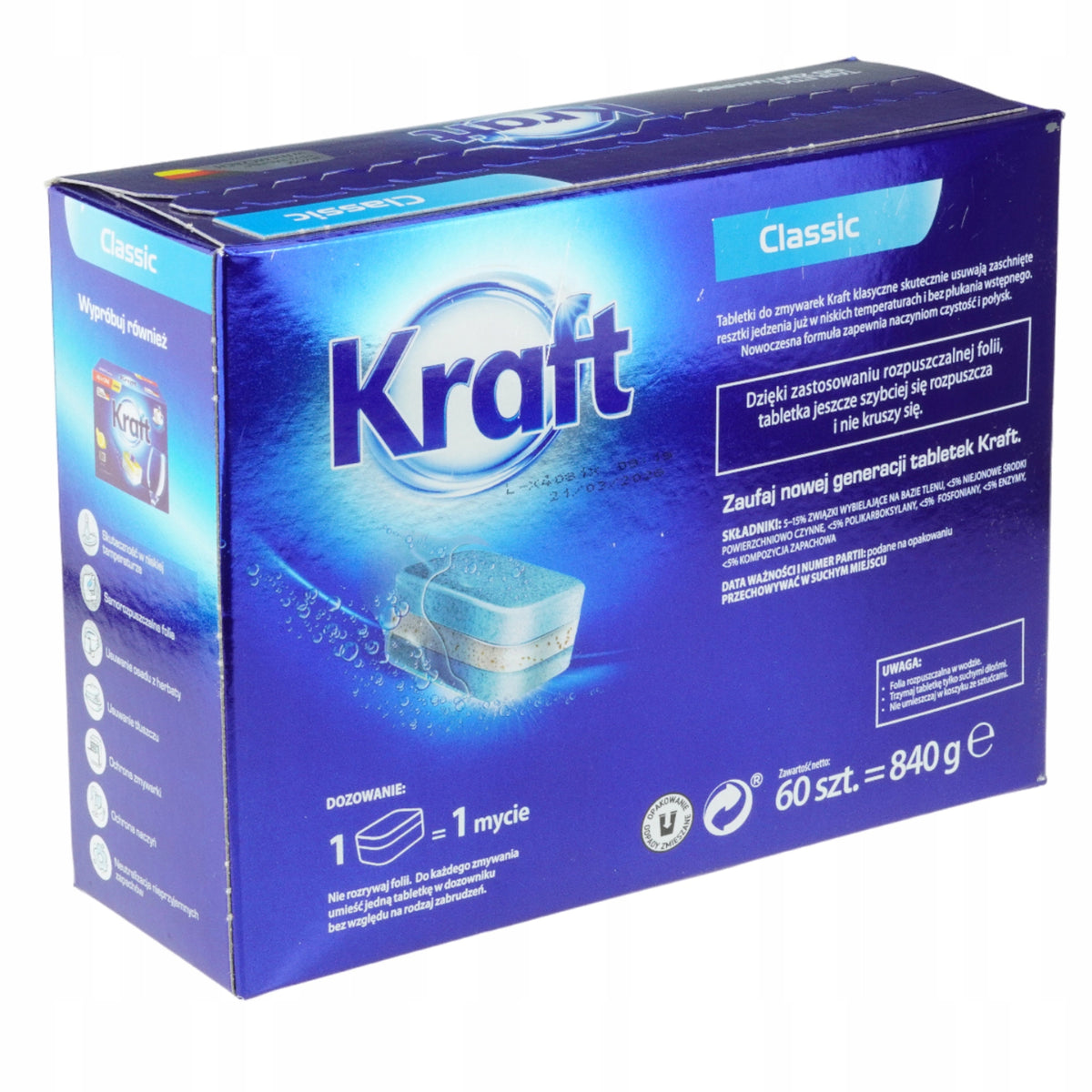 DISHWASHER CAPSULES KRAFT Classic 2x 60 pieces = 120 PIECES Brand Kraft