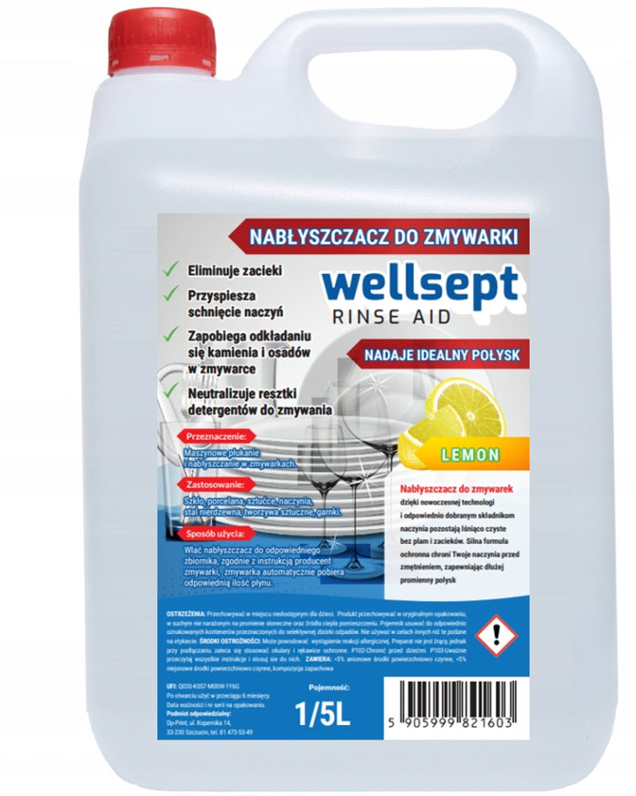 DISHWASHER LIQUID RINSE AID 5L POLISHING PREMIUM QUALITY Packaging status original