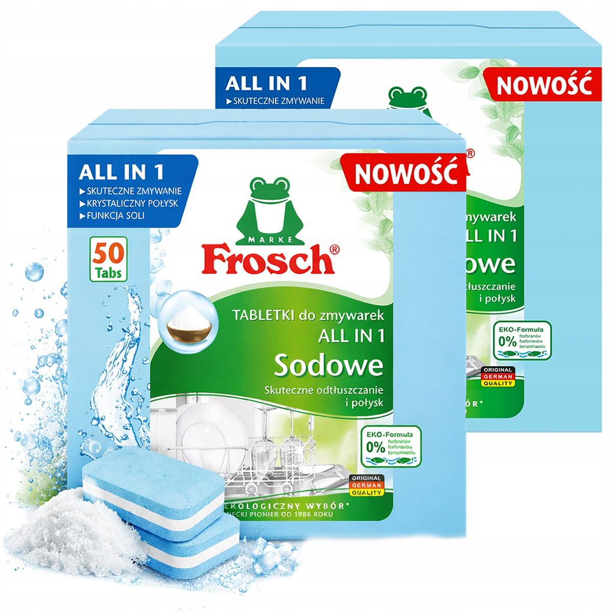 DISHWASHER TABLETS FROSCH GERMAN SODIUM CAPSULES 100 PIECES ALL IN ONE