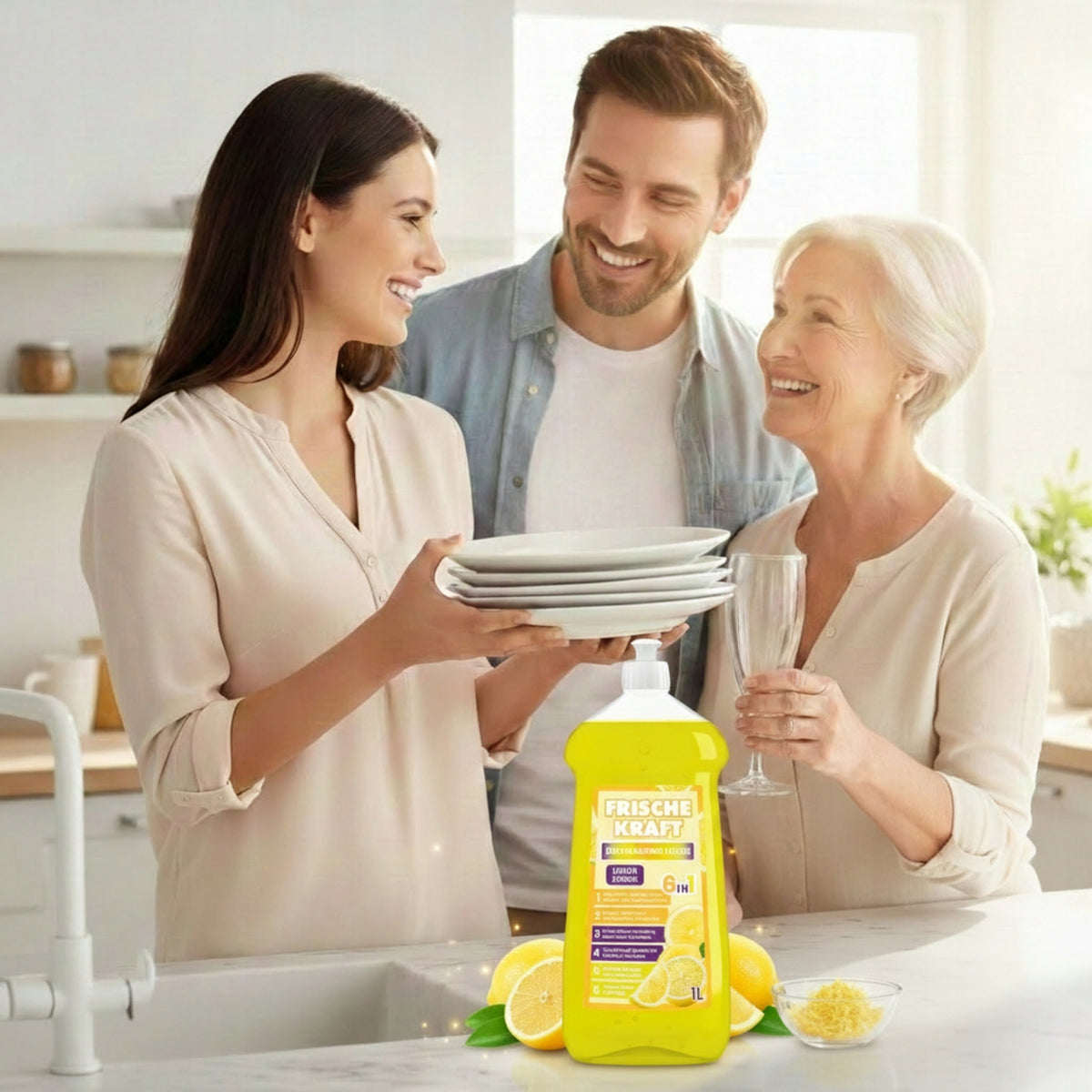 DISHWASHING LIQUID 1L LEMON - EFFECTIVE FORMULA 6in1 - FRISCHE KRAFT Manufacturer code 4262488010513
