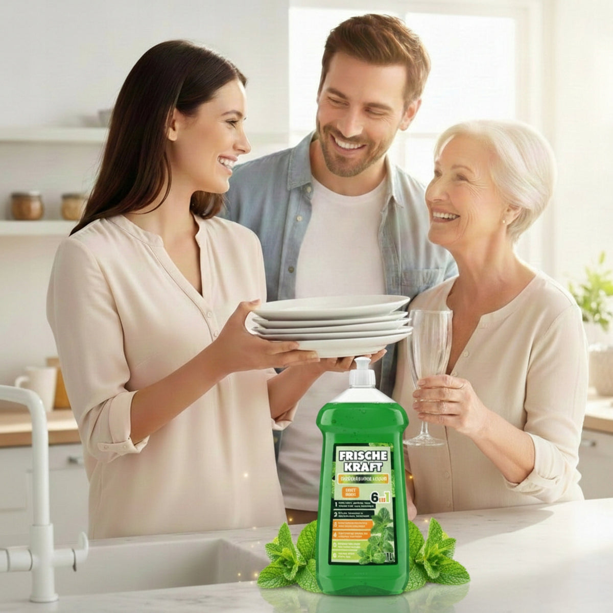 DISHWASHING LIQUID 1L MINT - EFFECTIVE FORMULA 6in1 - FRISCHE KRAFT Manufacturer code 4262488010506