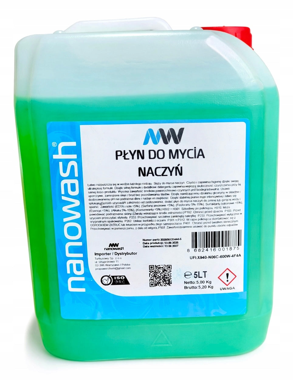 DISHWASHING LIQUID 5 LT NANOWASH Packaging status original
