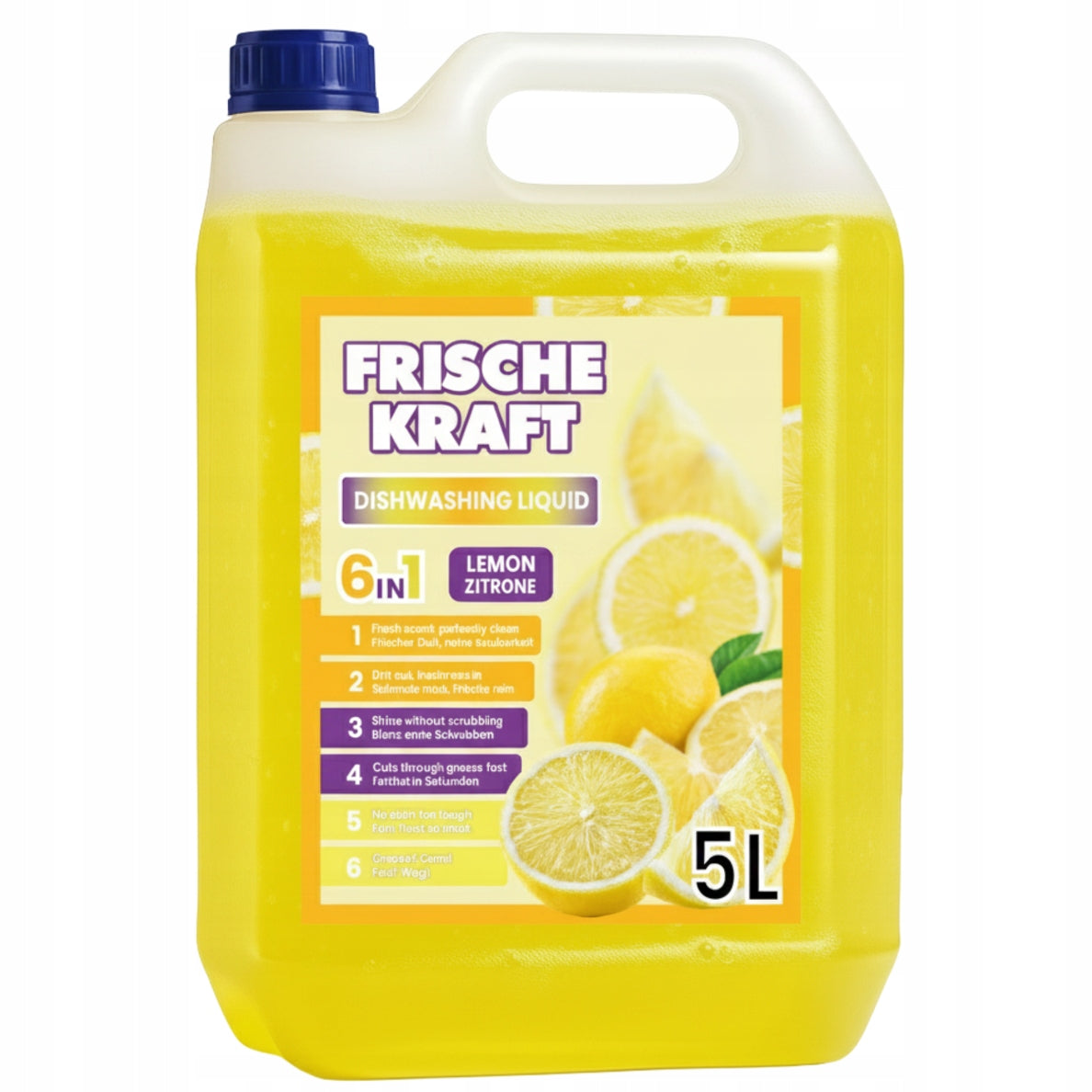 DISHWASHING LIQUID 5L LEMON - EFFECTIVE FORMULA 6in1 - FRISCHE KRAFT Packaging status original