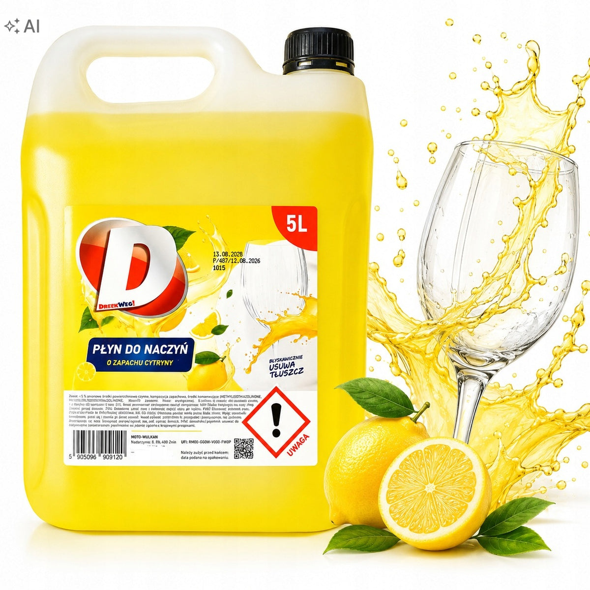 DISHWASHING LIQUID 5L LEMON FOR HAND WASHING DISHES POTS FAT