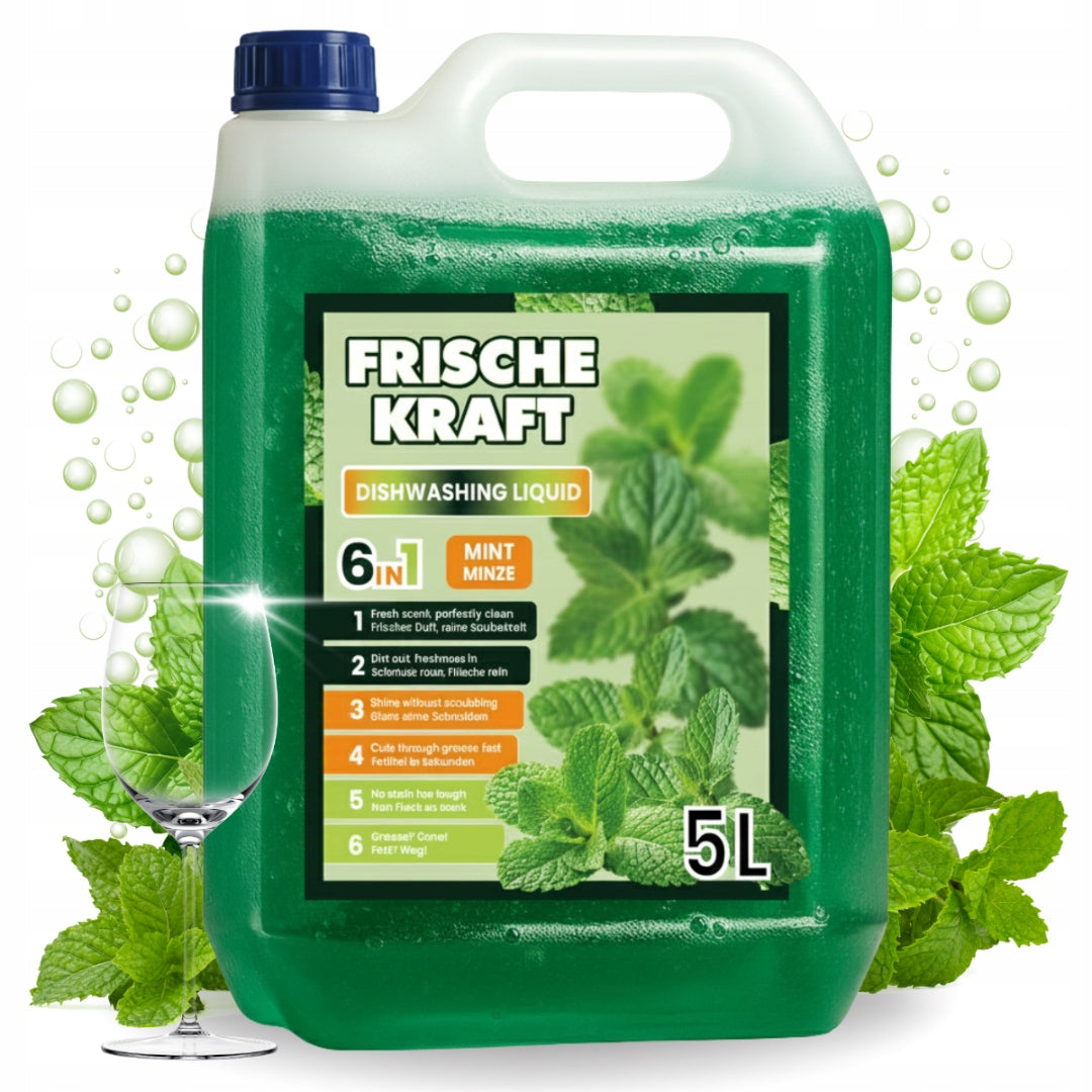 DISHWASHING LIQUID 5L MINT - EFFECTIVE FORMULA 6in1 - FRISCHE KRAFT