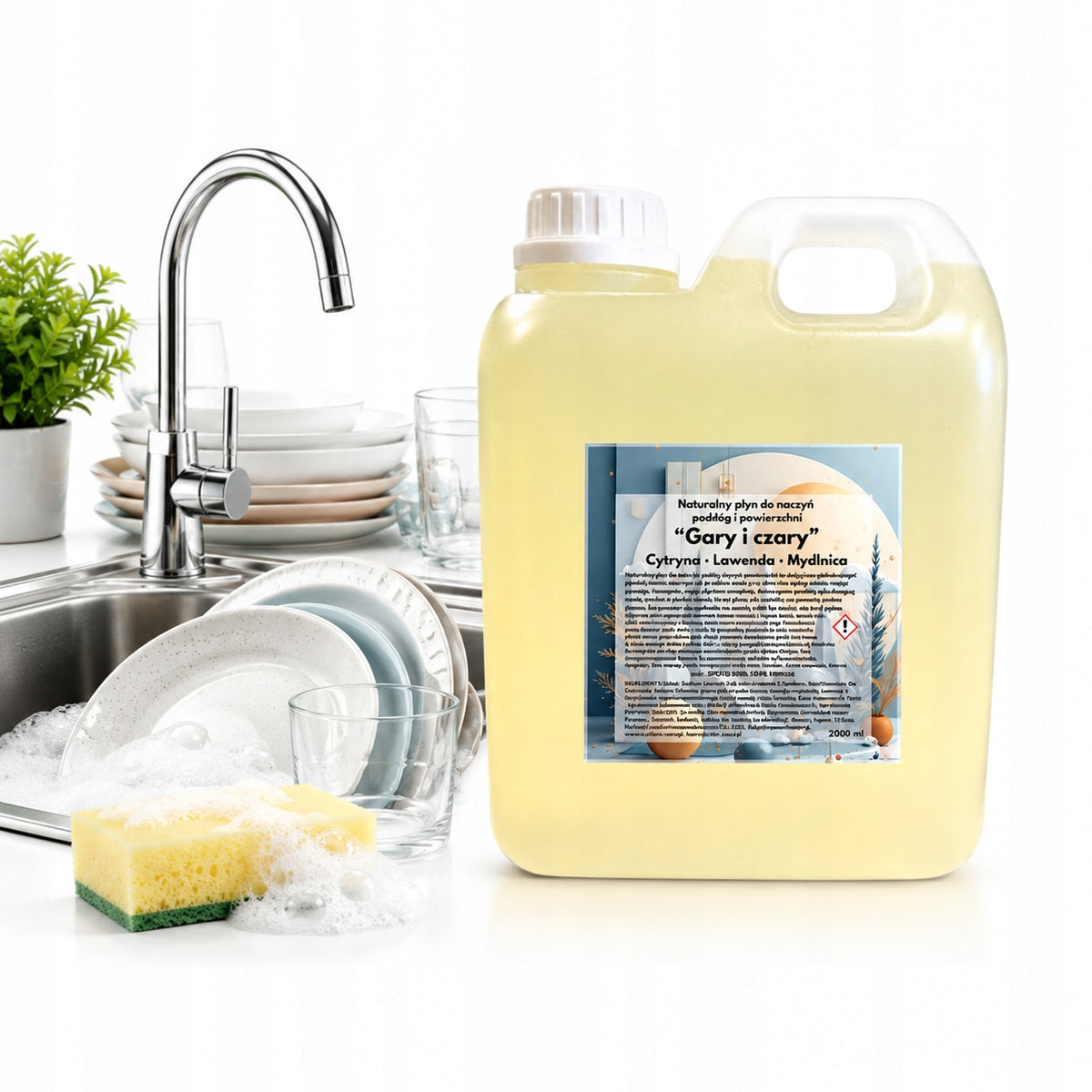 DISHWASHING LIQUID "GARY I WITCHCRAFT" natural WITHOUT CHEMISTRY cleaning laundry 2L Packaging status original