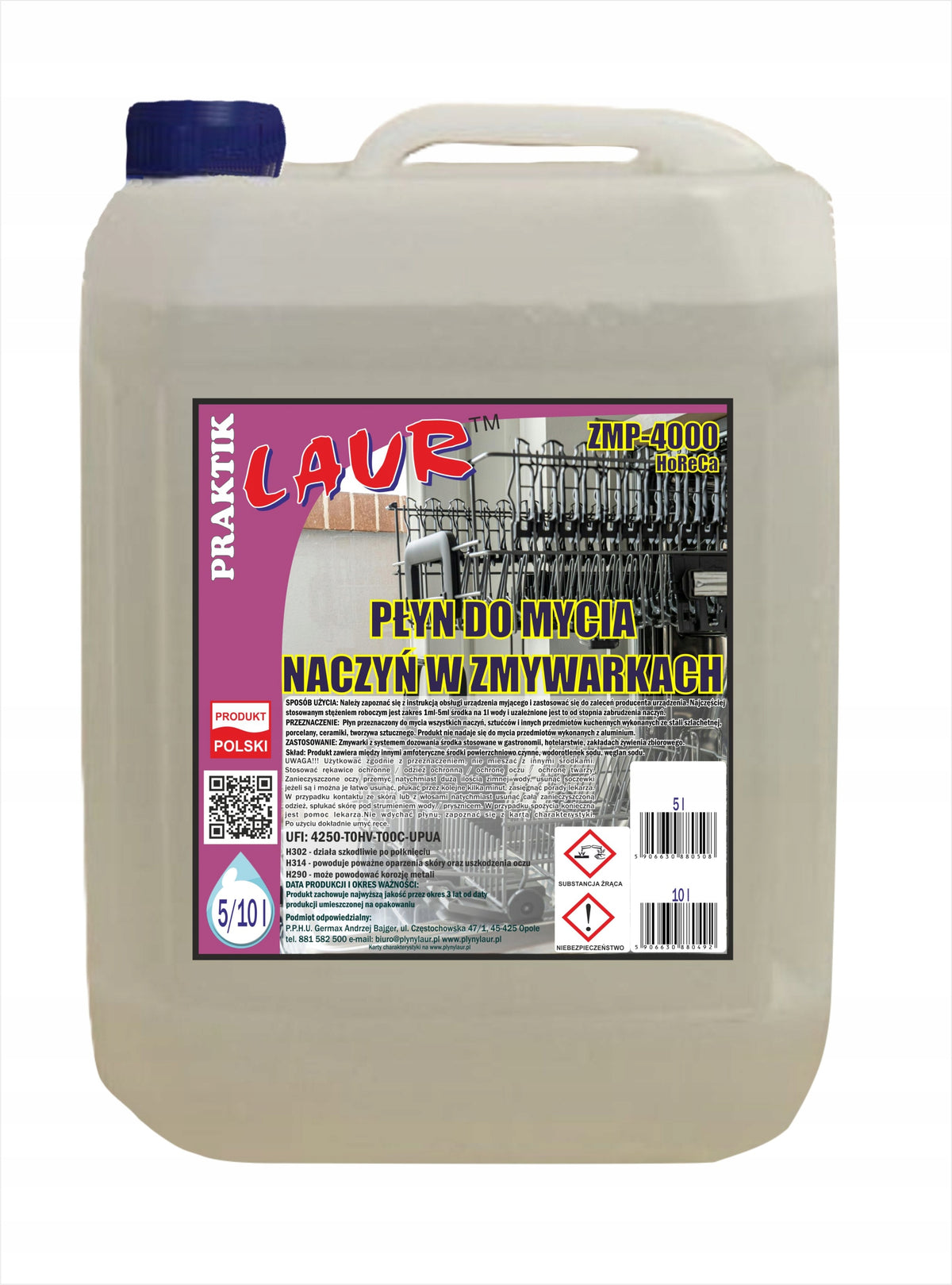 DISHWASHING LIQUID (HoReCa) LAUR 5L ZMP-4000 PRAKTIK Manufacturer code ZMP-4000