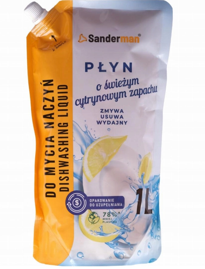 DISHWASHING LIQUID LEMON FRAGRANCE 1L SANDERMAN