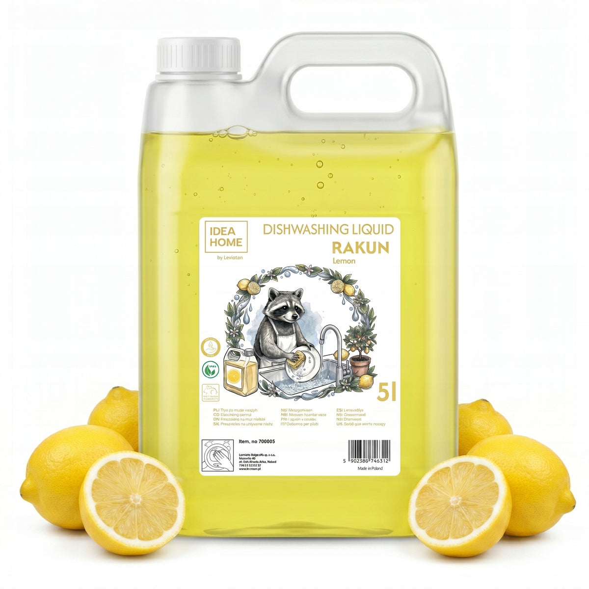 DISHWASHING LIQUID RAKUN LEMON universal liquid dish gel 5l LEMON